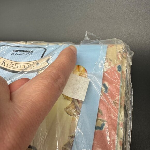 Vintage Full Flat Sheet 2 Pillowcases Set JP Stevens Country Folk 1980s Cottage - Picture 10 of 10